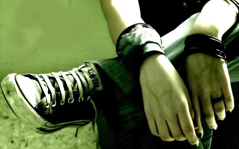 person with hands bound