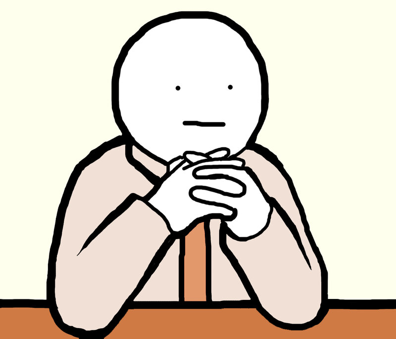 person with hands clasped