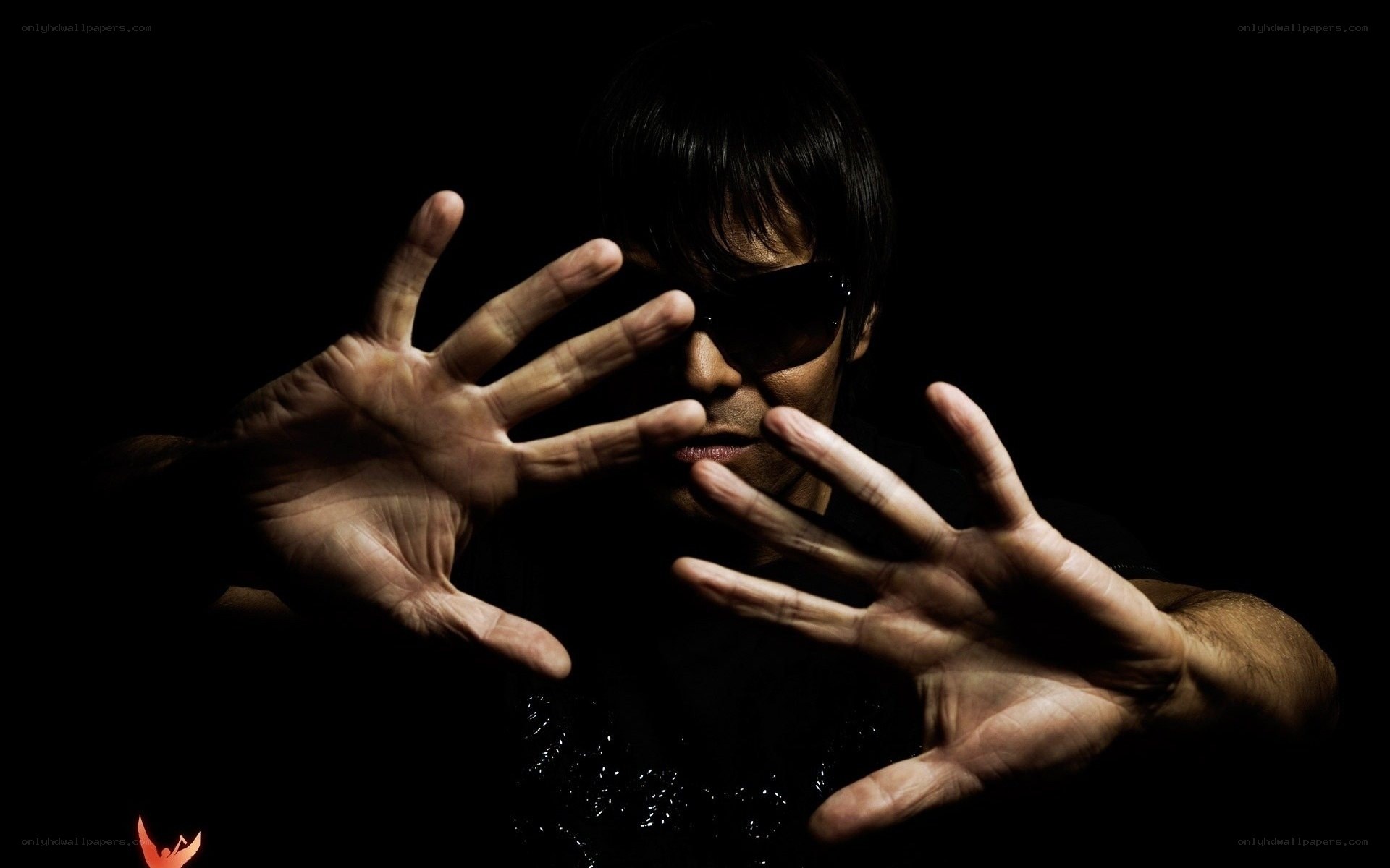 person with hands forward