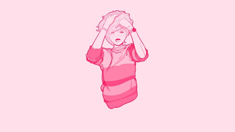 person with hands in hair