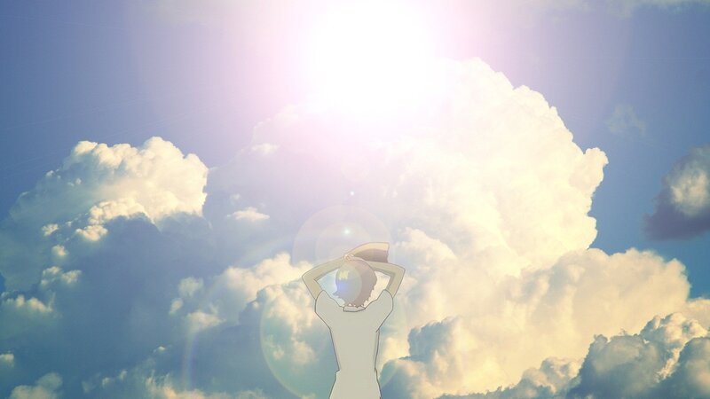Person with Hands on Head — Blue