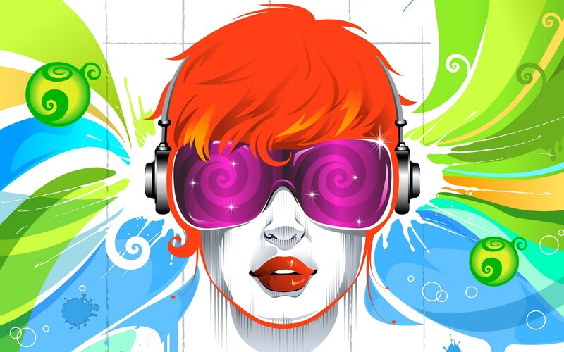 person with headphones and sunglasses