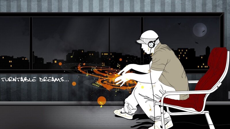 Person with Headphones — Black, Calm