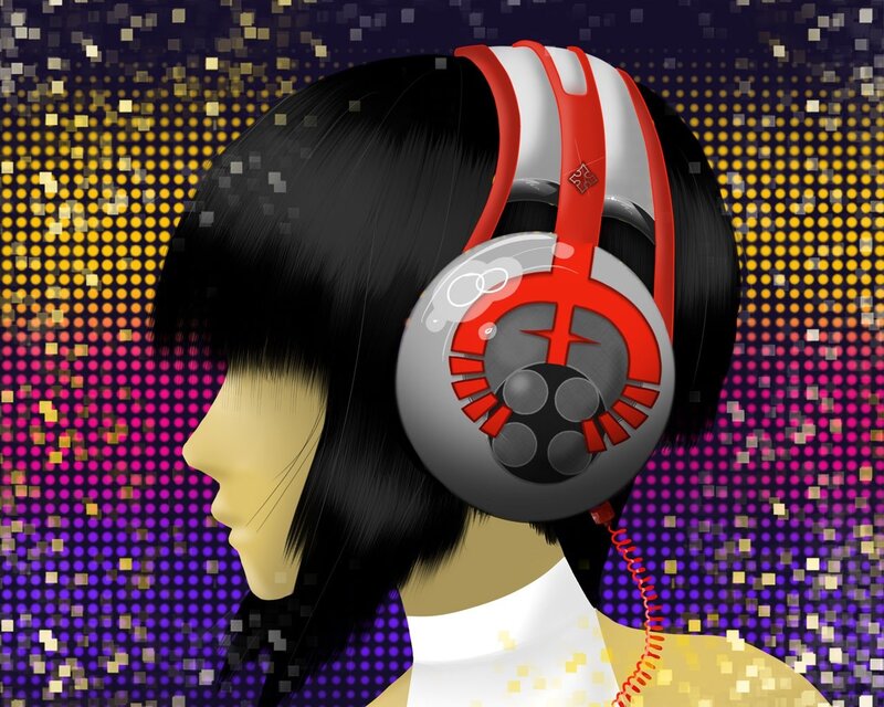 Person with Headphones — Black, Vibrant