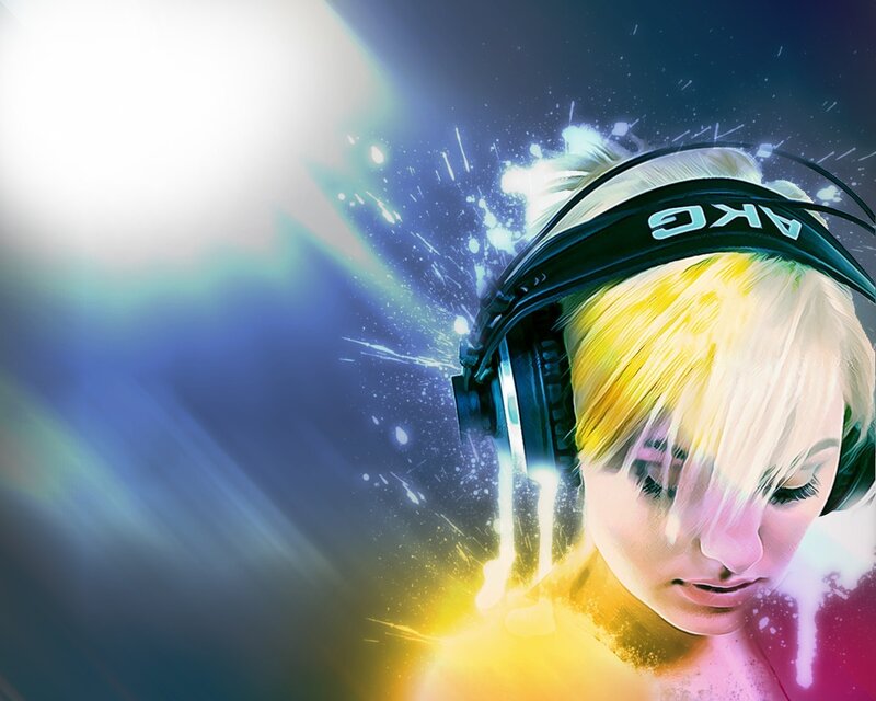 Person with Headphones — Blue, Energetic, Digital Art