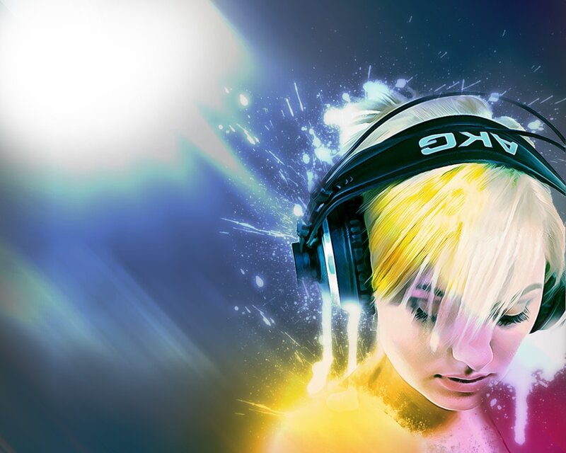 Person with Headphones — Blue, Energetic