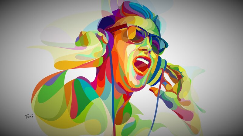 Person with Headphones — Green, Energetic