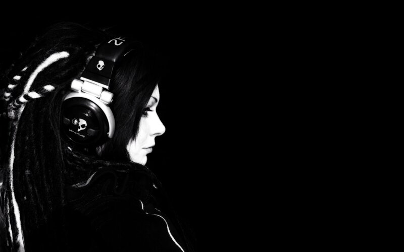 person with headphones in profile
