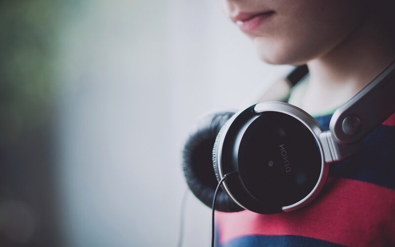 person with headphones on