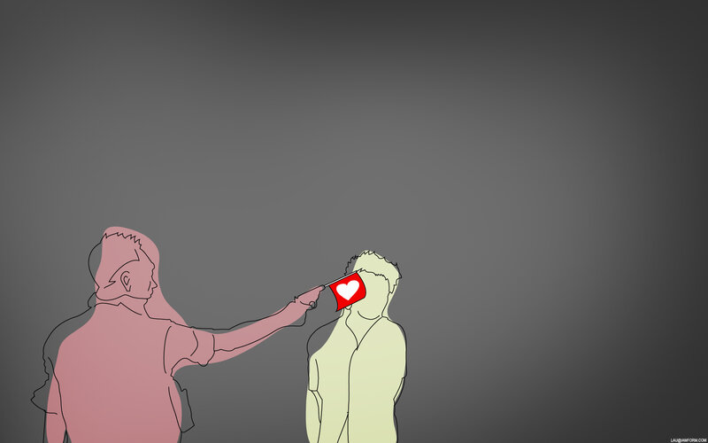 person with heart flag