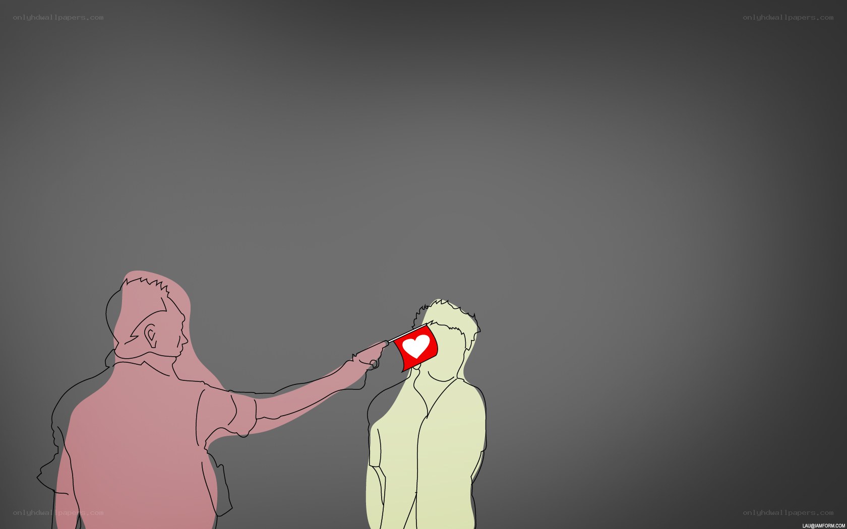 person with heart flag
