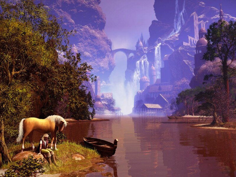 Person with Horse by River