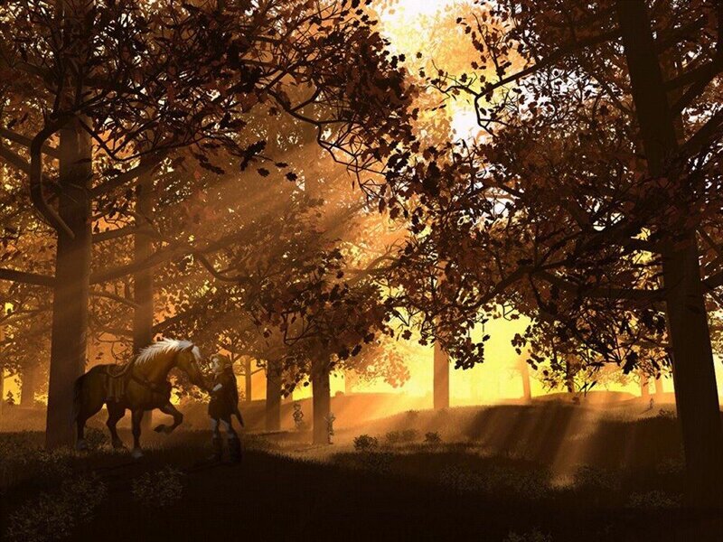 Person with Horse in Forest