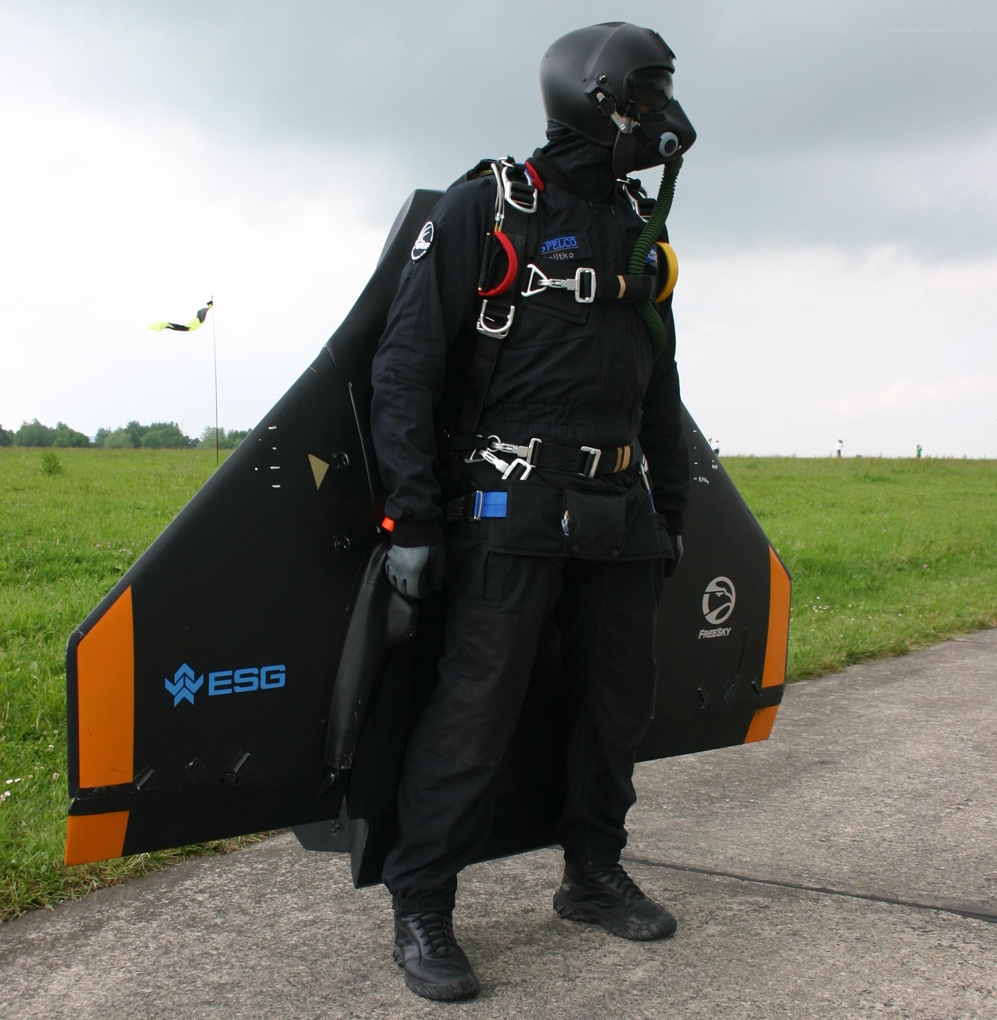 Person with jetpack on airfield