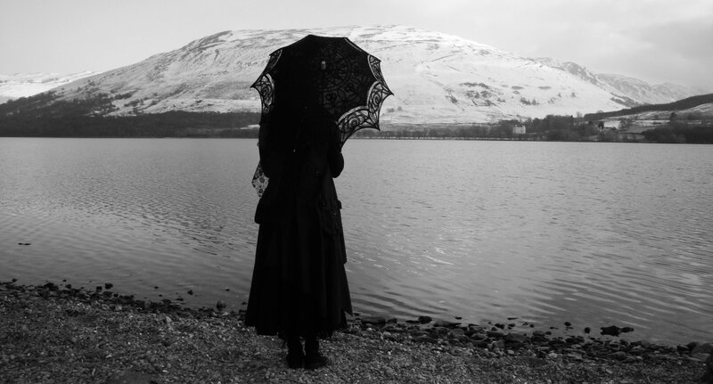 Person with Lace Umbrella — Black