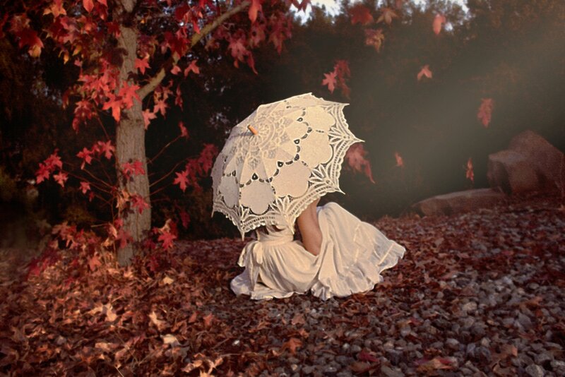 Person with Lace Umbrella