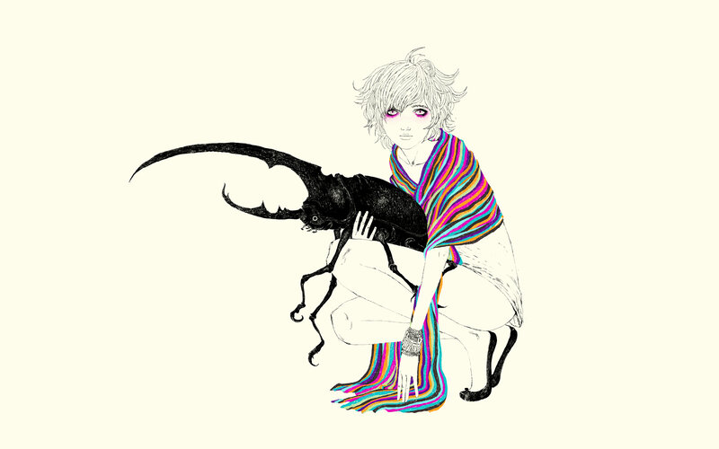 person with large beetle