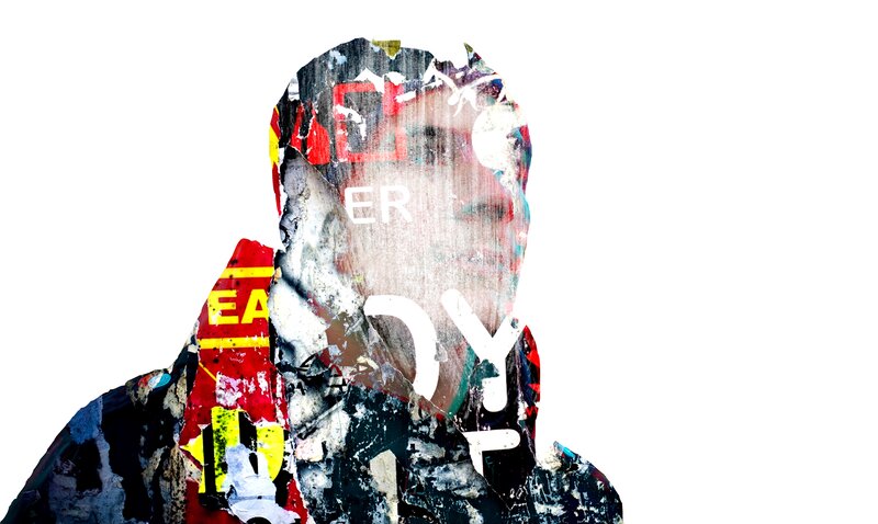 Person with Layered Collage