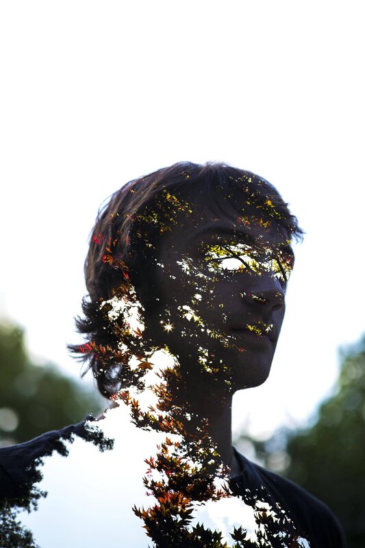 Person with Leaves Overlay