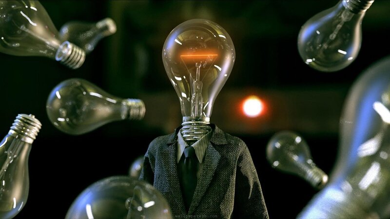 Person with Light Bulb Head — Black