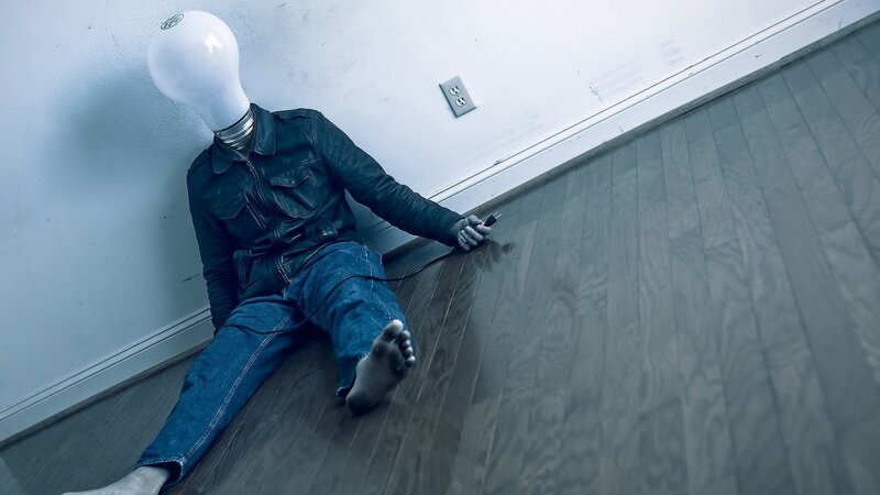 Person with Light Bulb Head — Blue