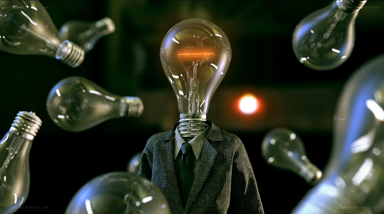 person with light bulb head