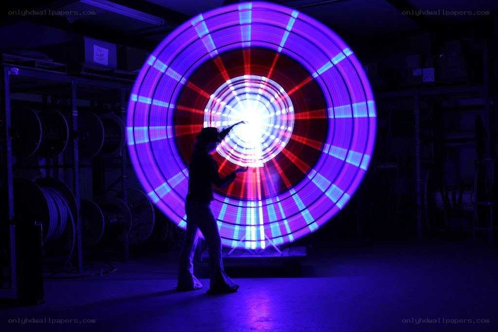 person with light painting device