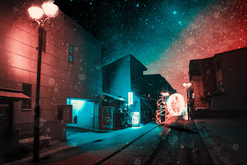 Person with Light Painting — Red