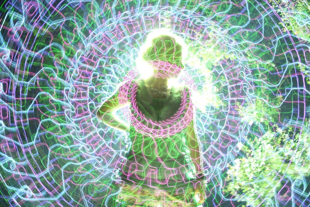 person with light trails