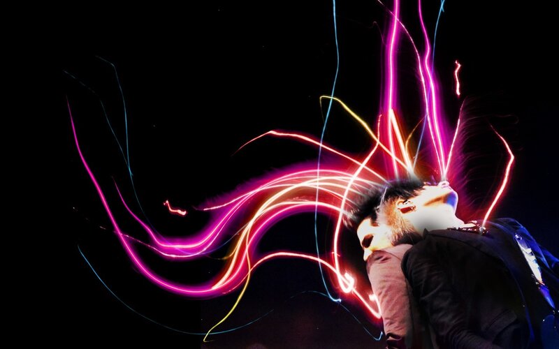 Person with Light Trails — Black