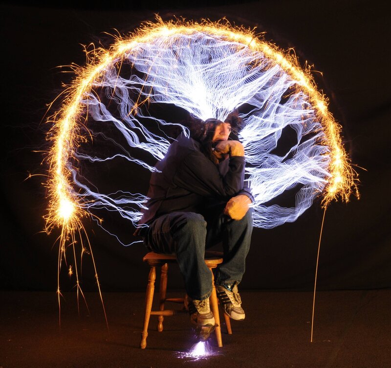 Person with light trails