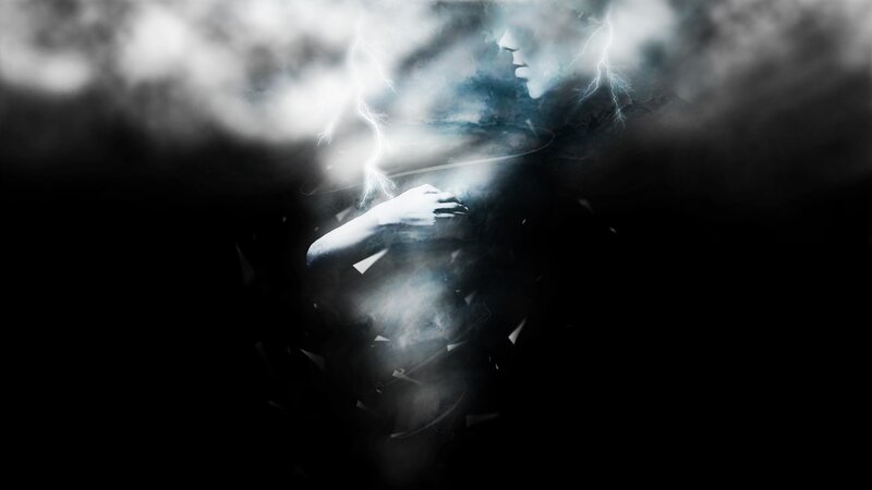 person with lightning storm