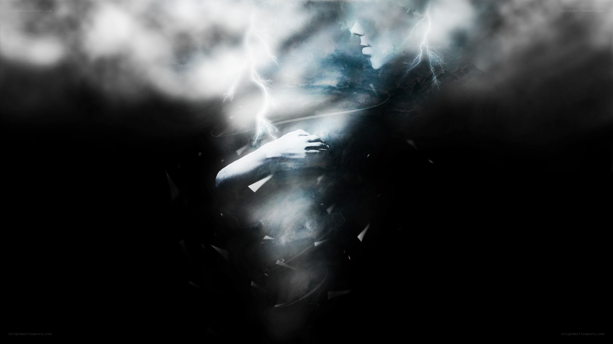 person with lightning storm