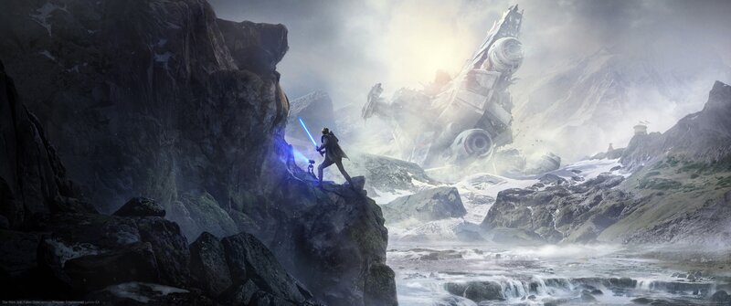 Person with Lightsaber on Cliff
