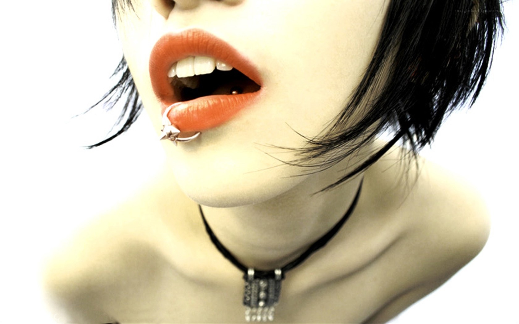 person with lip piercing
