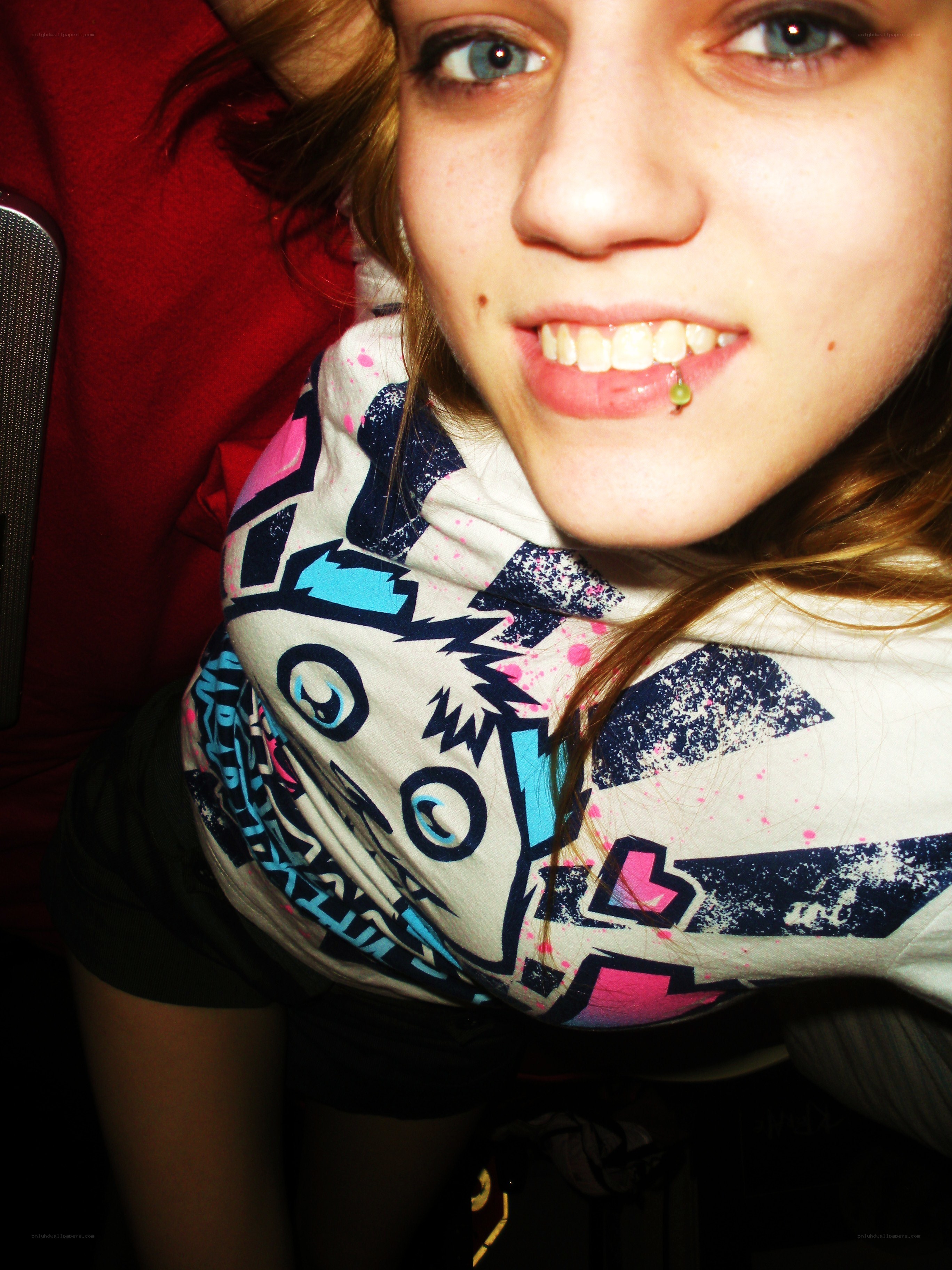 person with lip piercing