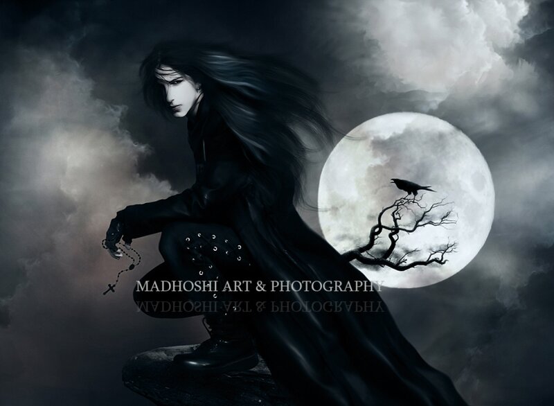 Person with Long Black Hair — Dramatic, Night