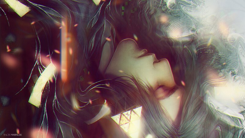 Person with Long Dark Hair — Black
