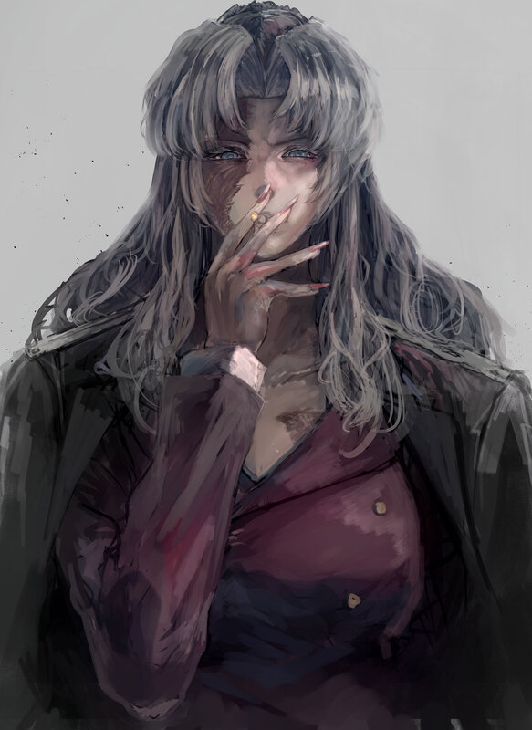 Person with Long Gray Hair