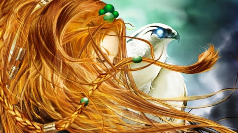 Person with Long Hair and Bird