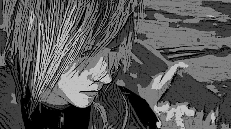 Person with Long Hair — Black, Dramatic, Digital Art