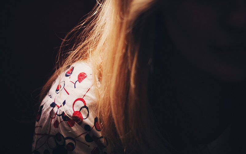 Person with Long Hair — Black, Dramatic, Photograph, Shirt, White