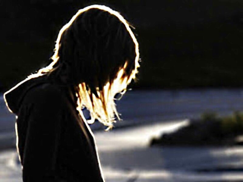 Person with Long Hair — Black, Dramatic, Sunset