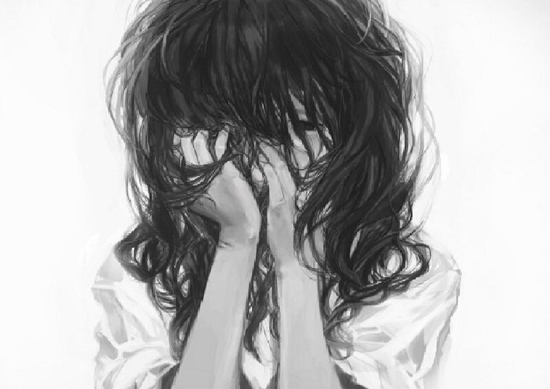 Person with Long Hair — Black, Melancholic