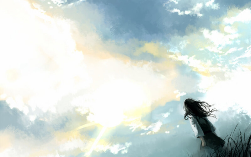Person with Long Hair — Blue, Serene, Sunrise