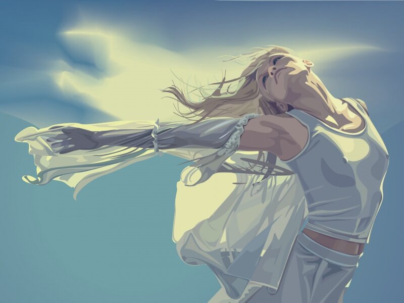 Person with Long Hair — Blue