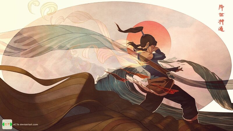 Person with Long Hair — Brown, Dramatic, Sunset, Digital Art