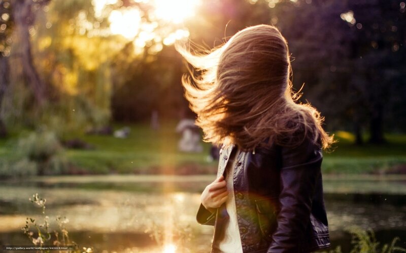 Person with Long Hair — Brown, Serene, Sunset