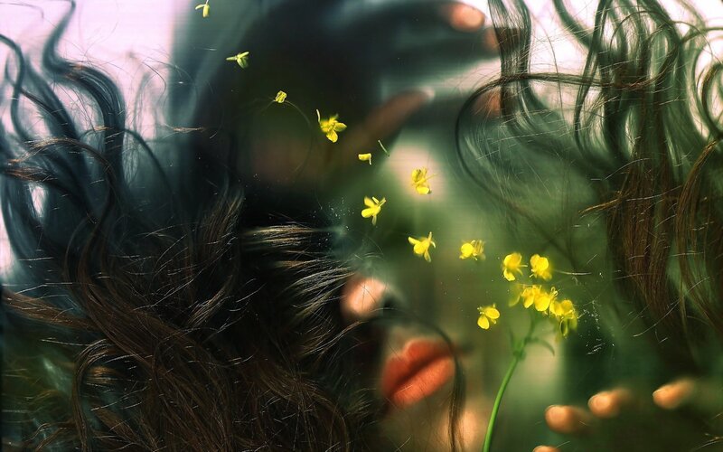 Person with Long Hair — Green, Dreamy