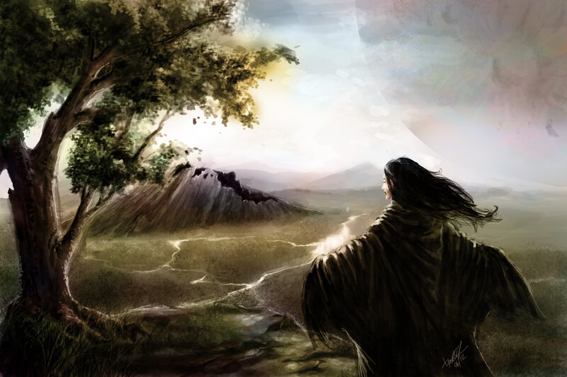 Person with Long Hair — Green, Serene